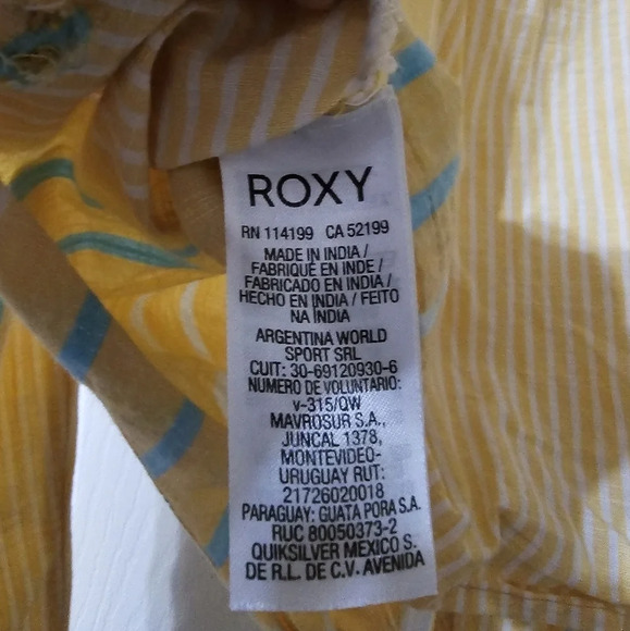 Roxy Crossing Stripes Off The Shoulder Cotton Top, Tie Hem, Lightweight, EUC! - Picture 12 of 12